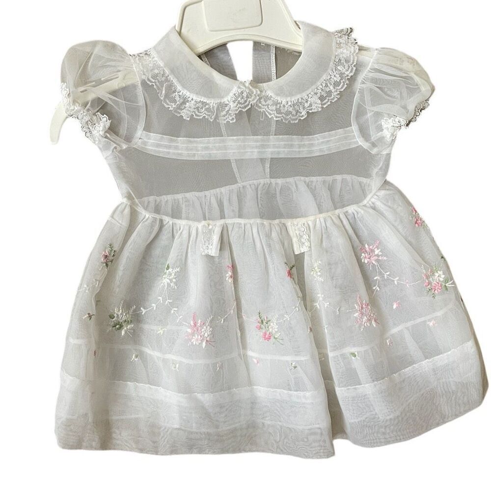 Vintage chiffon embroidered dress size 18/24 months